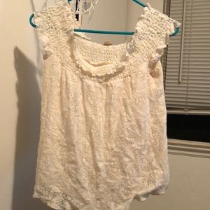 White Off the shoulder T-shirt w/ Laced Detailing